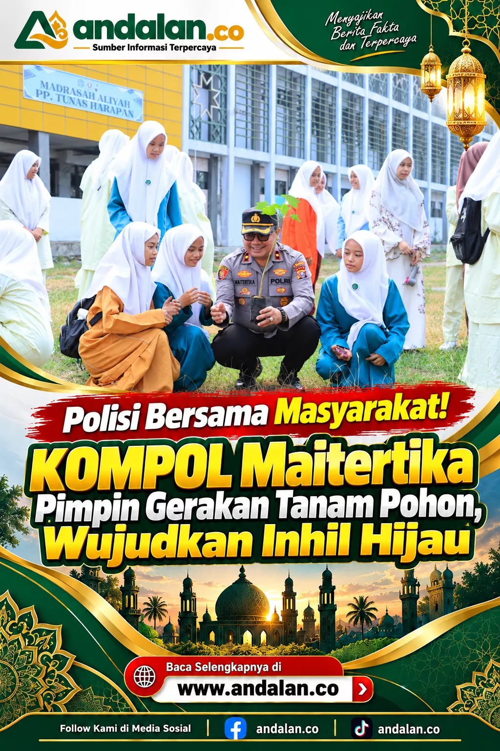 Polisi Bersama Masyarakat! KOMPOL Maitertika Pimpin Gerakan Tanam Pohon, Wujudkan Inhil Hijau