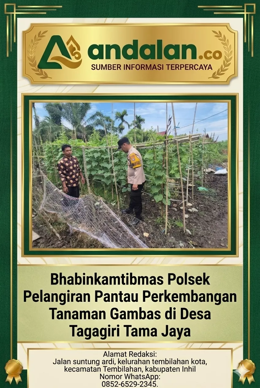 Bhabinkamtibmas Polsek Pelangiran Pantau Perkembangan Tanaman Gambas di Desa Tagagiri Tama Jaya