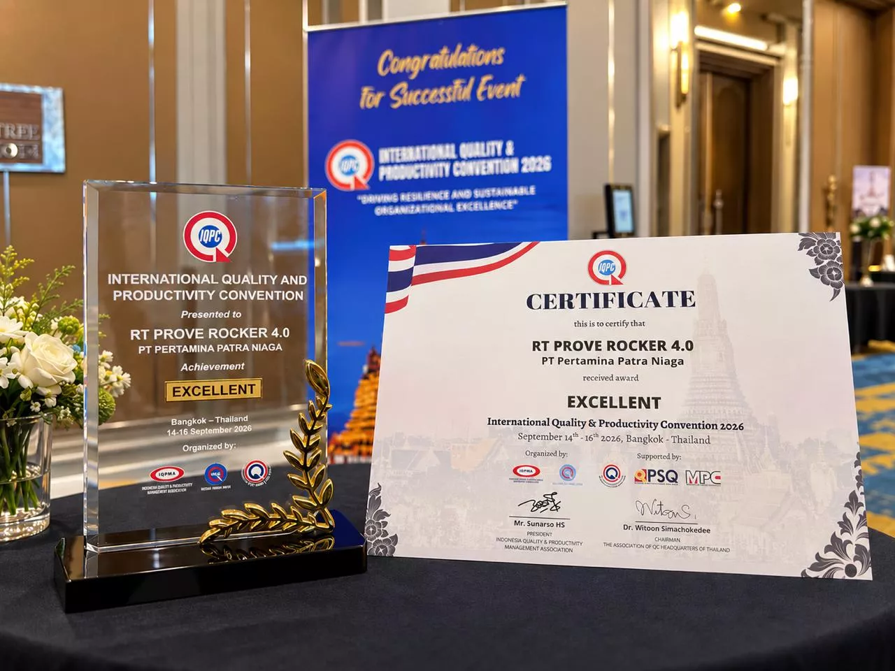 Tim Inovasi PT. Pertamina Patra Niaga Refinery Unit Dumai Raih Predikat Excellent  Pada Lomba Inovasi IQPC di Bangkok