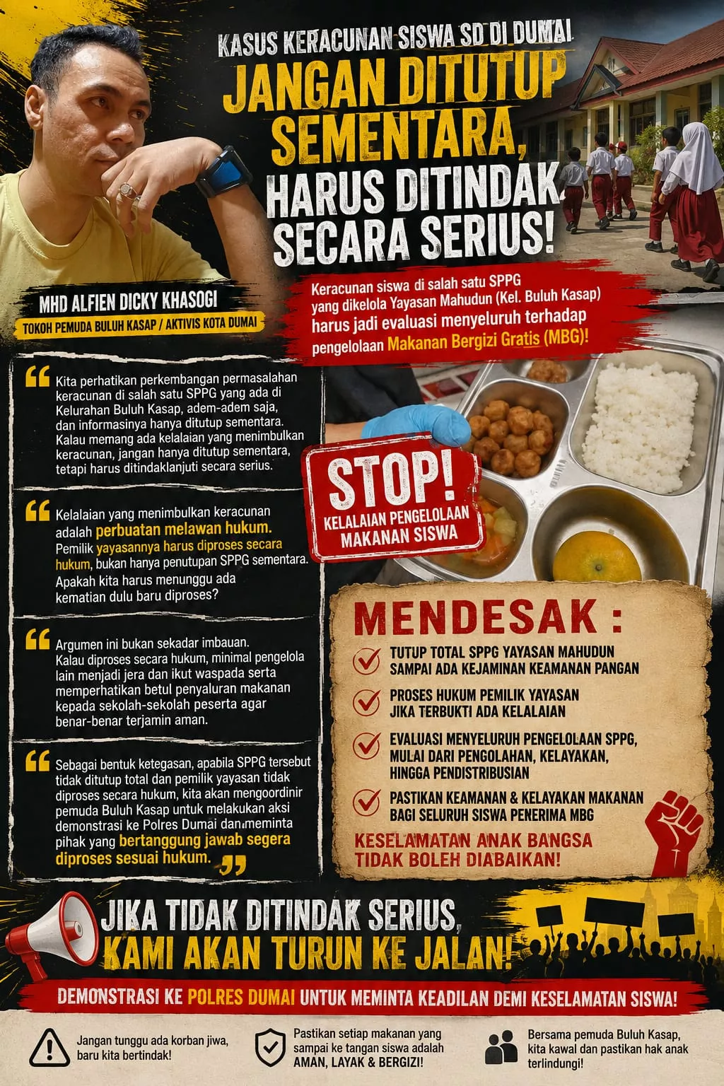 Terkait Siswa Keracunan,Tokoh Pemuda Buluh Kasap Minta Pemilik Yayasan Mahudun Di Proses Secara Hukum