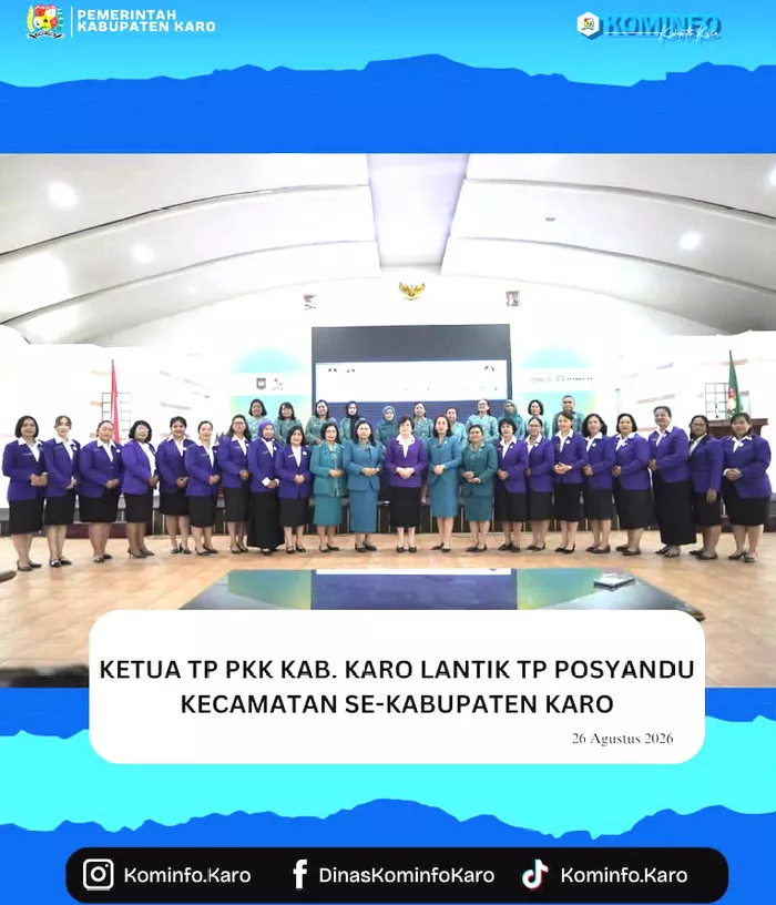 Ketua TP PKK Kabupaten Karo Lantik TP Posyandu Kecamatan Se-Kabupaten Karo