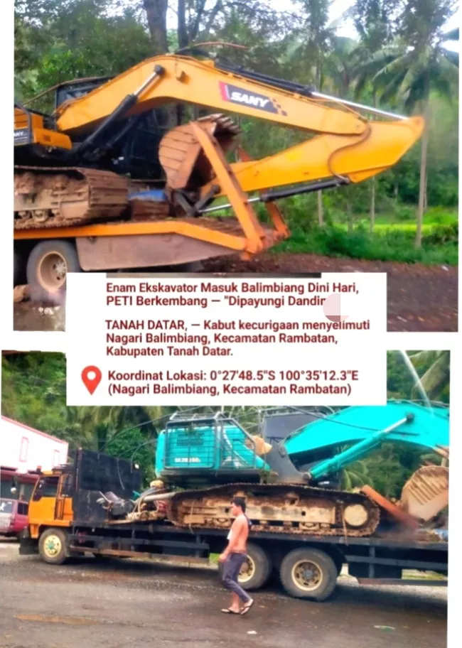 Diduga Bisnis Emas Haram di Tanah Datar-Pasaman Barat Makin Kritis:  Enam Ekskavator Beroperasi, Oknum TNI Disorot