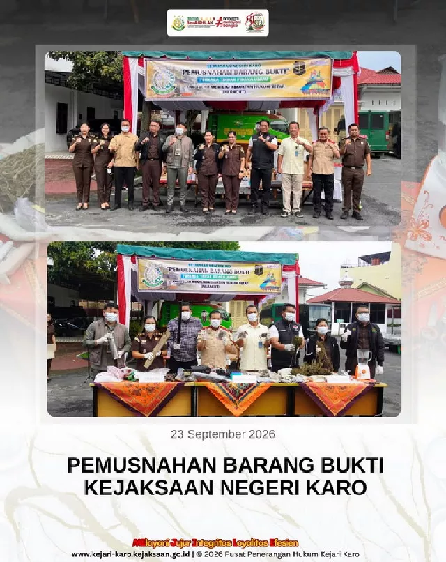 Kejari Karo Musnahkan Barang Bukti yang Telah Berkekuatan Hukum Tetap