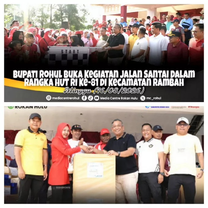 Bupati Anton Lepas Jalan Santai di Taman Kota Pasir Pengaraian