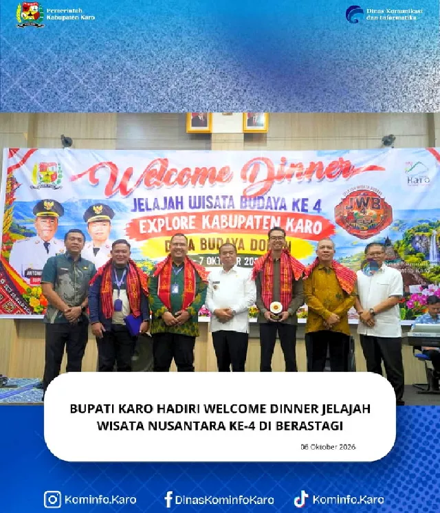 Bupati Karo Hadiri Welcome Dinner Jelajah Wisata Nusantara Ke-4 di Berastagi