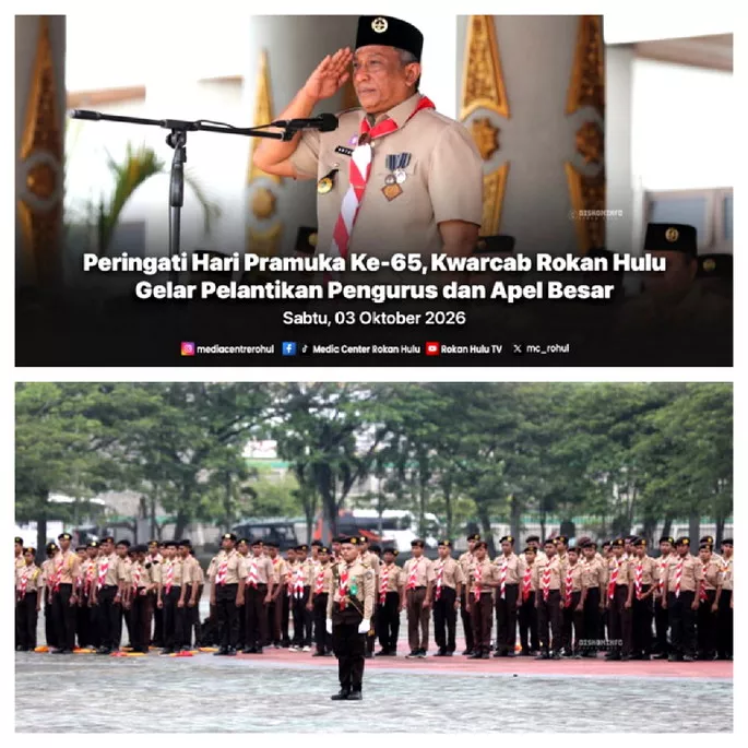 Peringati Hari Pramuka Ke-65, Kwarcab Rokan Hulu Gelar Pelantikan Pengurus dan Apel Besar