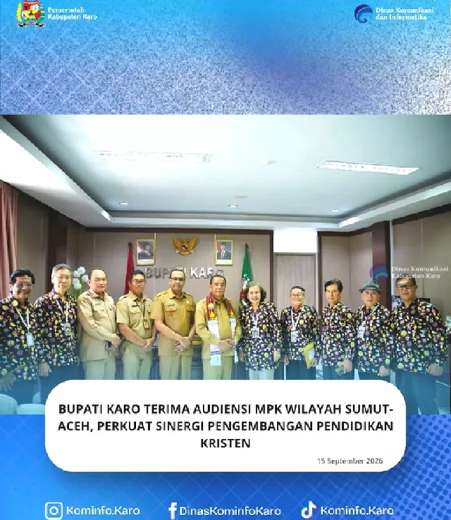 Bupati Karo Terima Audiensi MPK Wilayah Sumut-Aceh