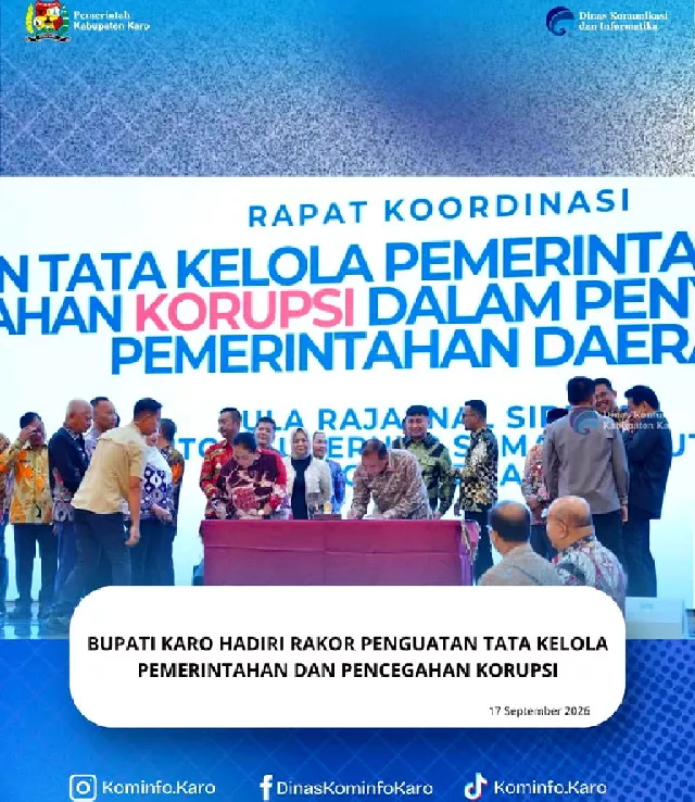 Bupati Karo Hadiri Rakor Penguatan Tata Kelola Pemerintahan dan Pencegahan Korupsi
