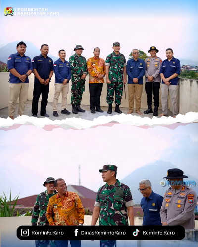 Bupati Karo bersama Pangdam I/BB tinjau kesiapsiagaan pasukan dalam penanggulangan erupsi Gunung Sinabung.