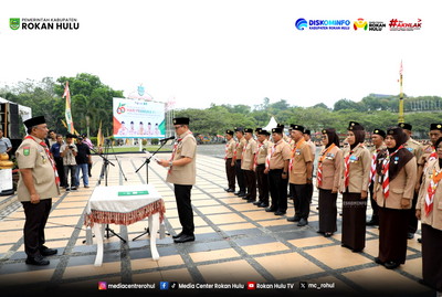 Peringati Hari Pramuka Ke-65, Kwarcab Rokan Hulu Gelar Pelantikan Pengurus dan Apel Besar