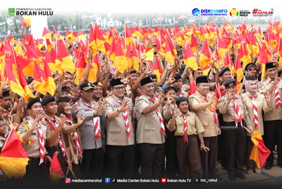 Peringati Hari Pramuka Ke-65, Kwarcab Rokan Hulu Gelar Pelantikan Pengurus dan Apel Besar