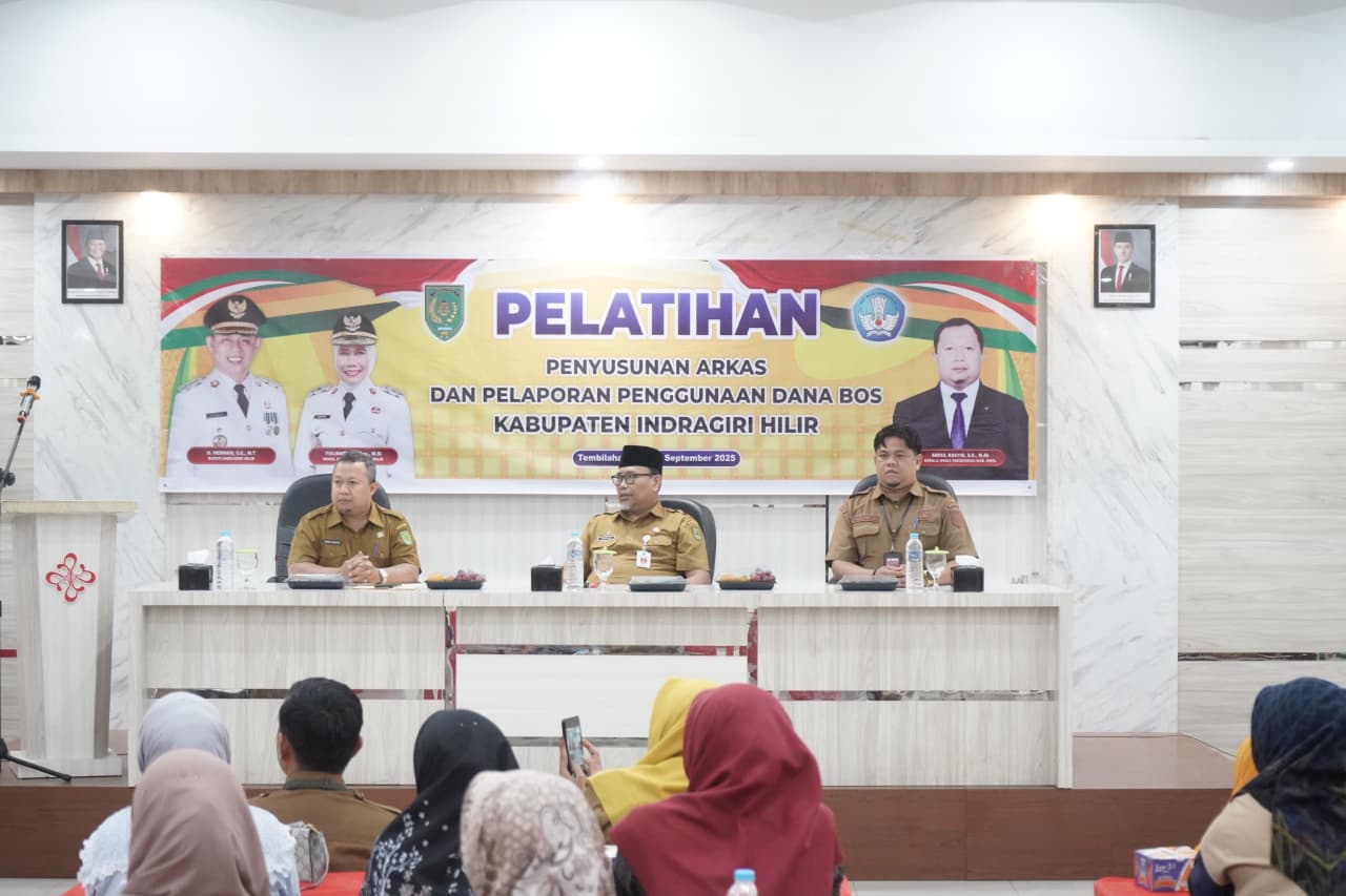 Bupati Inhil Herman, Diwakili Sekda Tantawi Jauhari Buka Pelatihan Arkas dan Laporan BOSP Jenjang Sd