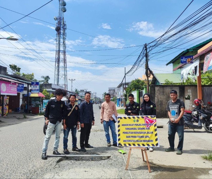 Mahasiswa Teknik Sipil Unisi Teliti Kerusakan Jalan di Inhil Pakai Metode PCI