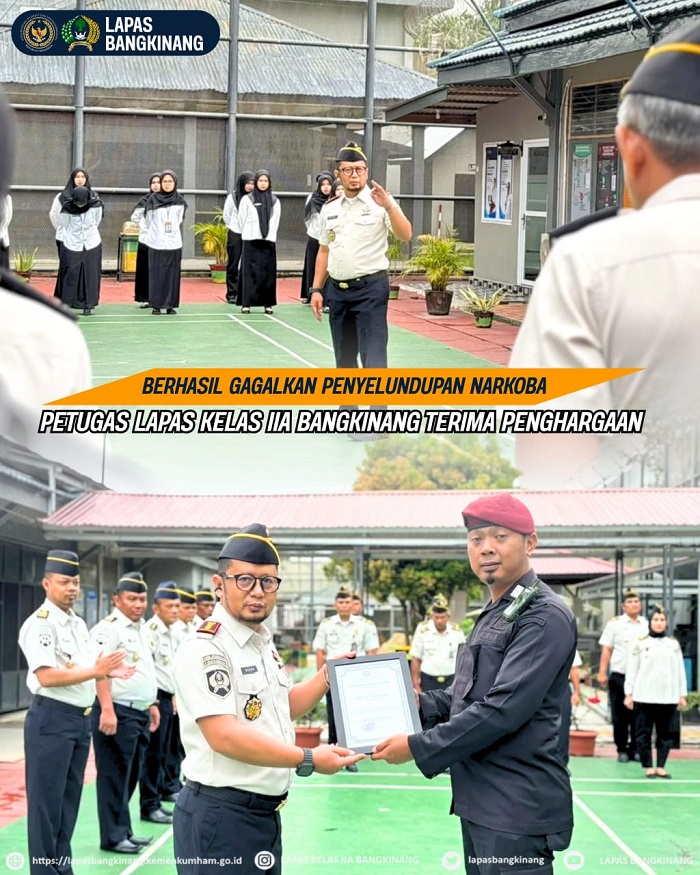 Danru Jaga Charlie Lapas Bangkinang Terima Penghargaan Usai Gagalkan Narkoba