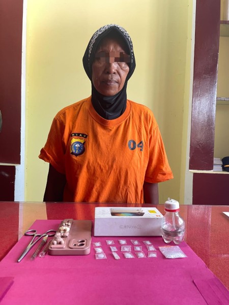 Polsek Pelangiran Ringkus Perempuan Pengedar Sabu di Teluk Belengkong, 16 Paket Diamankan