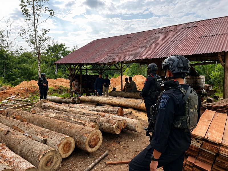 AKHIRNYA TERTANGKAP! Bos Pemodal Bisnis Gelap Kayu Riau Dibekuk di Pekanbaru