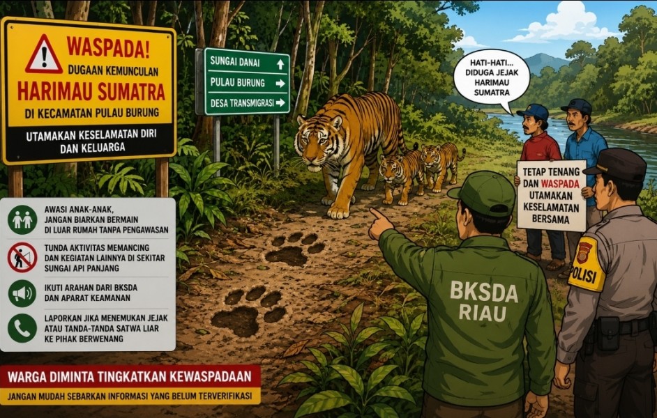 Dugaan Jejak Harimau Sumatra Gegerkan Pulau Burung, Warga Diminta Tingkatkan Kewaspadaan