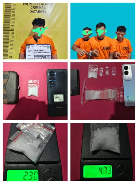 Polres Pelalawan Gerebek Rumah di Ukui, Empat Pelaku Sabu Diamankan dengan BB 7 Gram