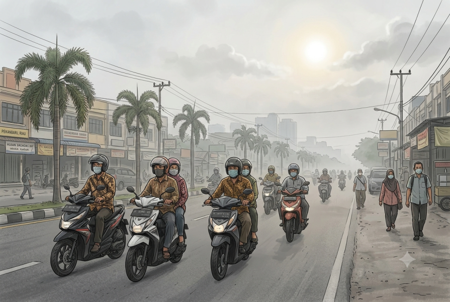 Kualitas Udara Pekanbaru Selasa Pagi Sangat Tidak Sehat, PM2.5 Capai 143,4 µg/m³
