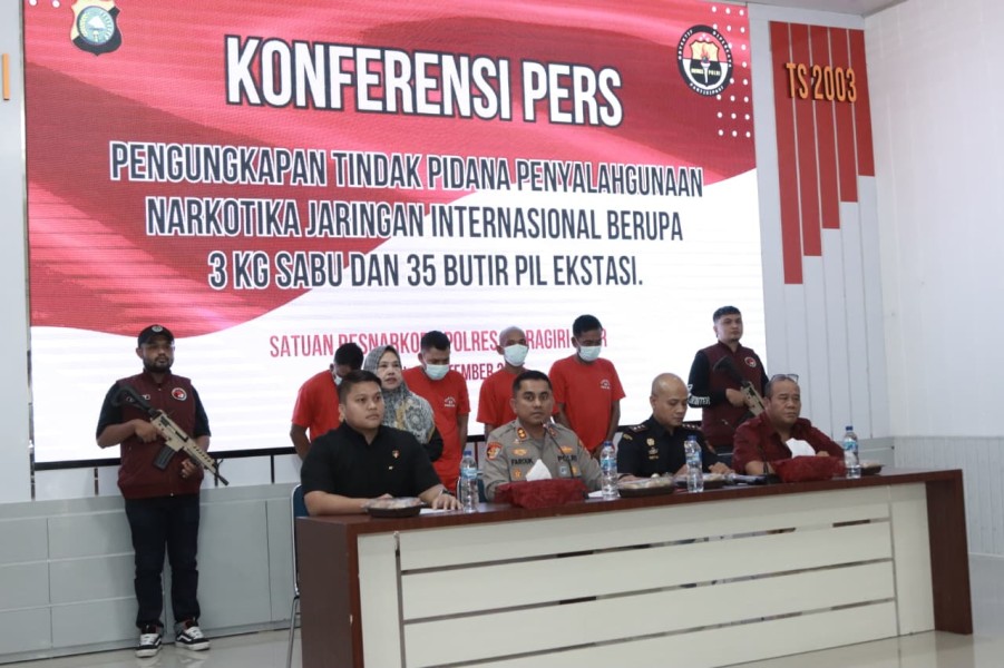 Polres Inhil Gagalkan Penyelundupan Narkoba Internasional, Amankan Shabu Hampir 3 Kg dan Puluhan Ekstasi