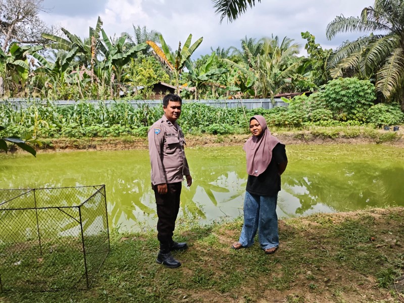 Bhabinkamtibmas Polsek Pasir Penyu Dorong Warga Kembangkan Kolam Ikan Demi Ketahanan Pangan Nasional