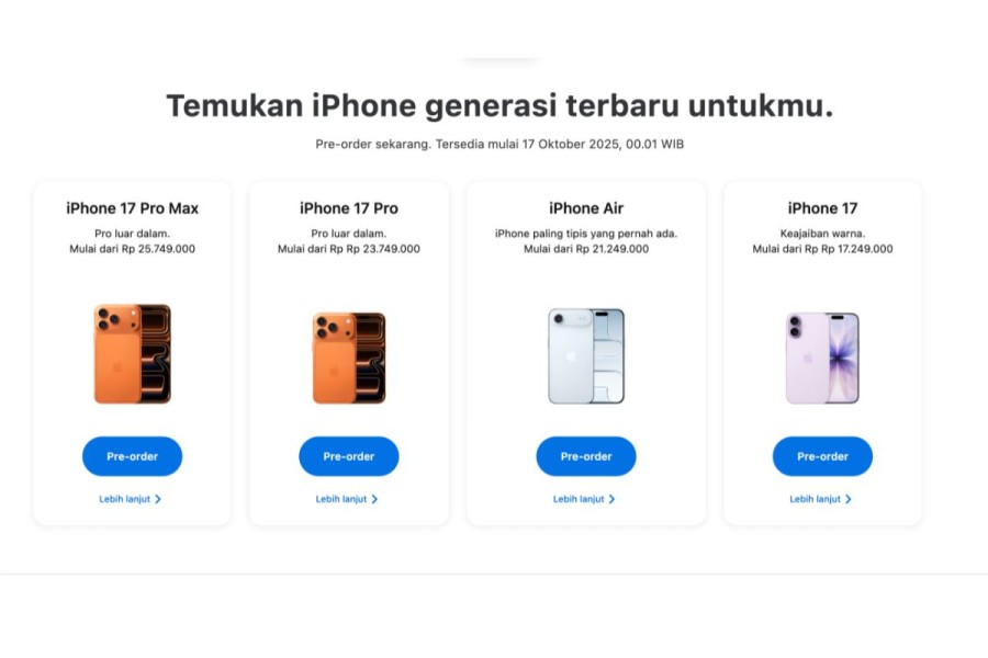 Pre-order iPhone 17 Series Indonesia Dibuka, Ini Daftar Harganya