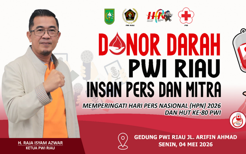 PWI Riau Ajak Wartawan dan Masyarakat Donor Darah Senin Ini