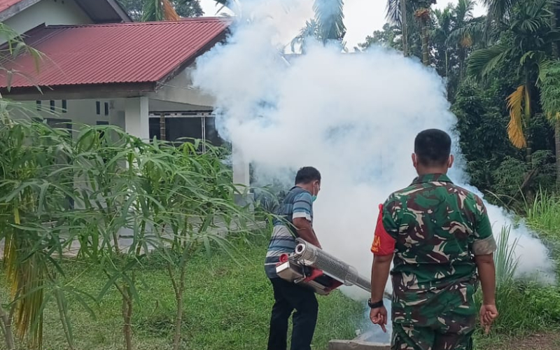 Babinsa Serma Amrijon Dampingi Fogging di Jalan Sidomulyo, Warga Diimbau Jaga Kebersihan