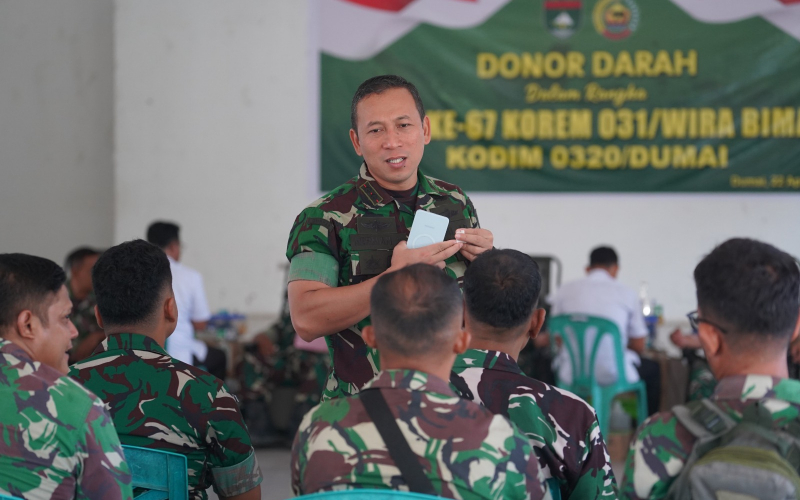 Momentum HUT Korem 031/Wira Bima, Prajurit Kodim Dumai Donorkan Darah