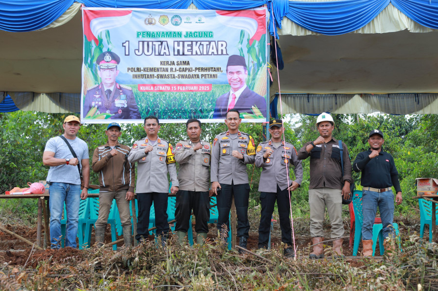 Kapolres Indragiri Hilir Tinjau Perkembangan Lahan Ketahanan Pangan