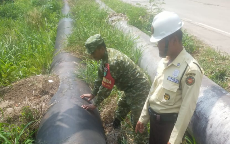 Koramil 03/Sungai Sembilan dan PHR Perkuat Pengamanan Jalur Pipa Minyak Lewat Patroli Terpadu