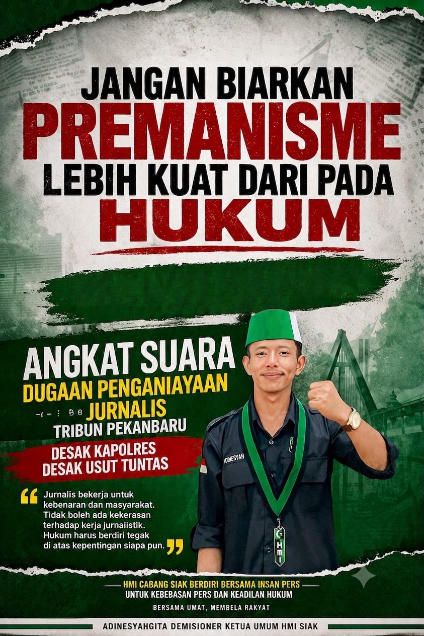 Jurnalis Tribun Pekanbaru Diduga Dianiaya di Siak, HMI Cabang Siak Desak Polres Usut Tuntas