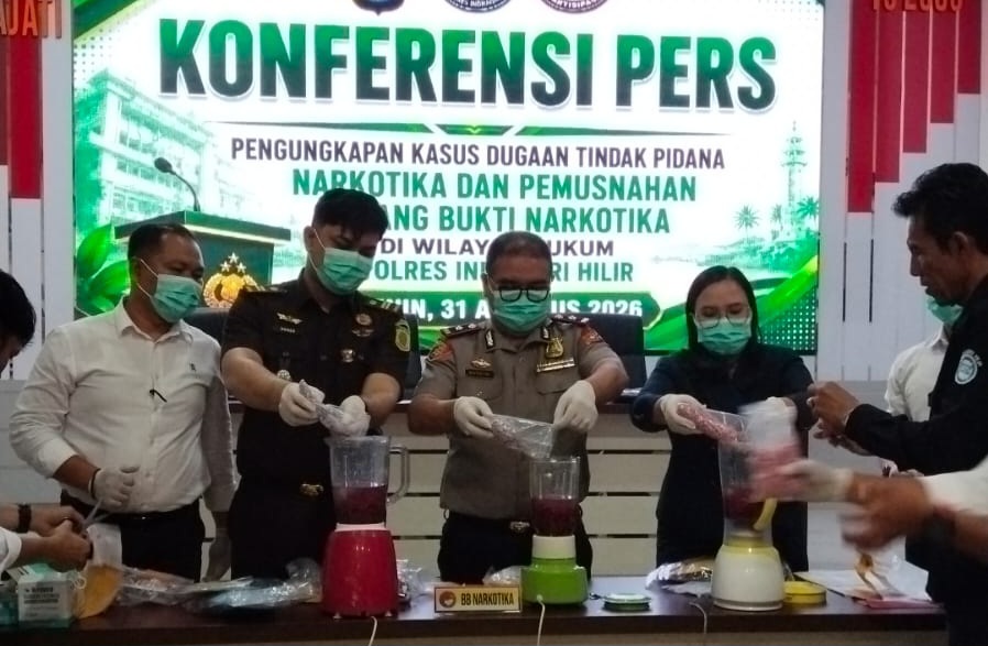 Sabu 3,3 Kg dan 5.707 Ekstasi Dimusnahkan, Polisi: Peredaran Narkoba di Inhil Serius