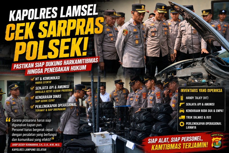 Kapolres Lamsel Cek Sarpras Polsek, HT hingga Senjata Api Dipastikan Siap Pakai