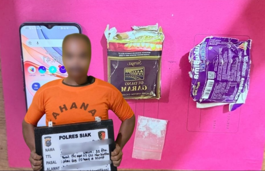 Polsek Minas Amankan Terduga Pengedar Sabu, 1,40 Gram Barang Bukti Disita
