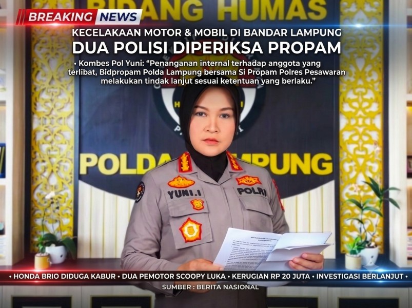 Tabrak Motor dan Mobil di Bandar Lampung, Dua Polisi Diperiksa Propam