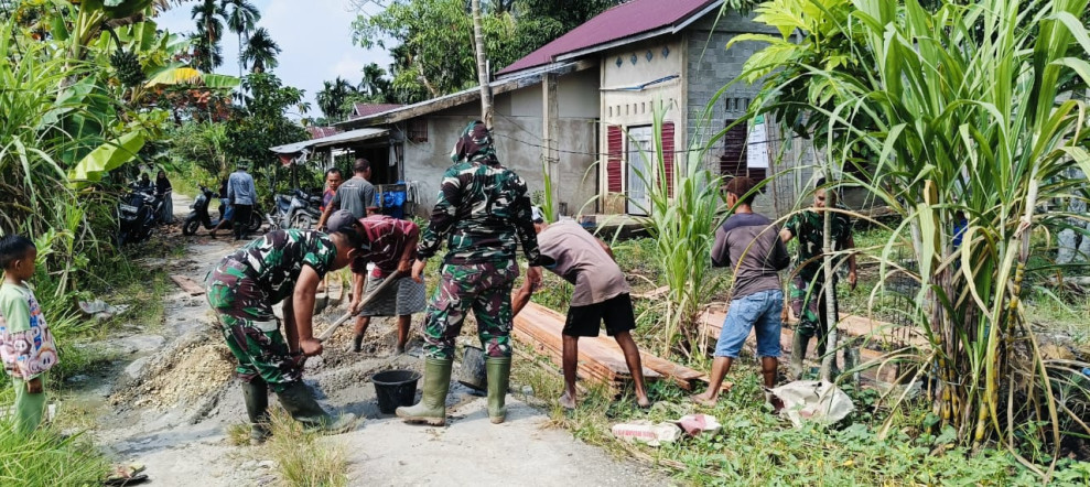 Pra TMMD ke 123, Personel Koramil 06/Kateman Antusias Laksanakan Setiap Sasaran Pekerjaan