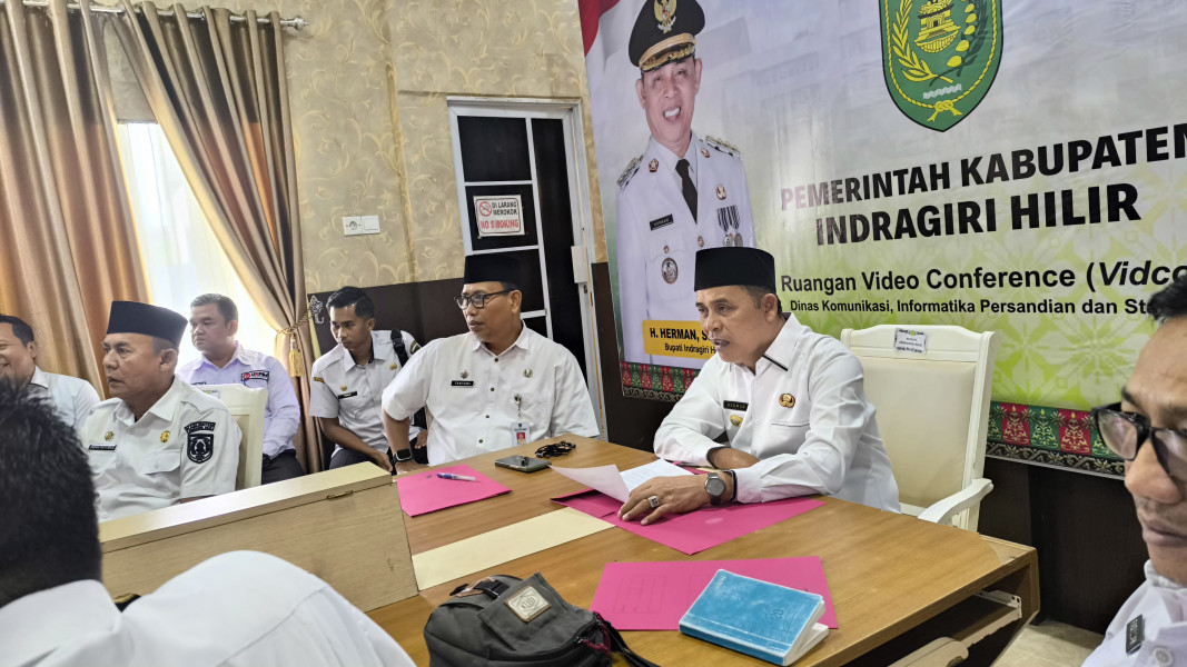 Bupati Inhil Ikuti Peluncuran Indikator MCP Tahun 2025 Secara Virtual Bersama KPK RI