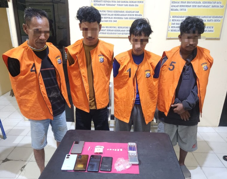 Polsek Sungai Apit Bongkar Jaringan Shabu Berantai, Empat Pelaku Ditangkap – Pemasok Utama Diburu