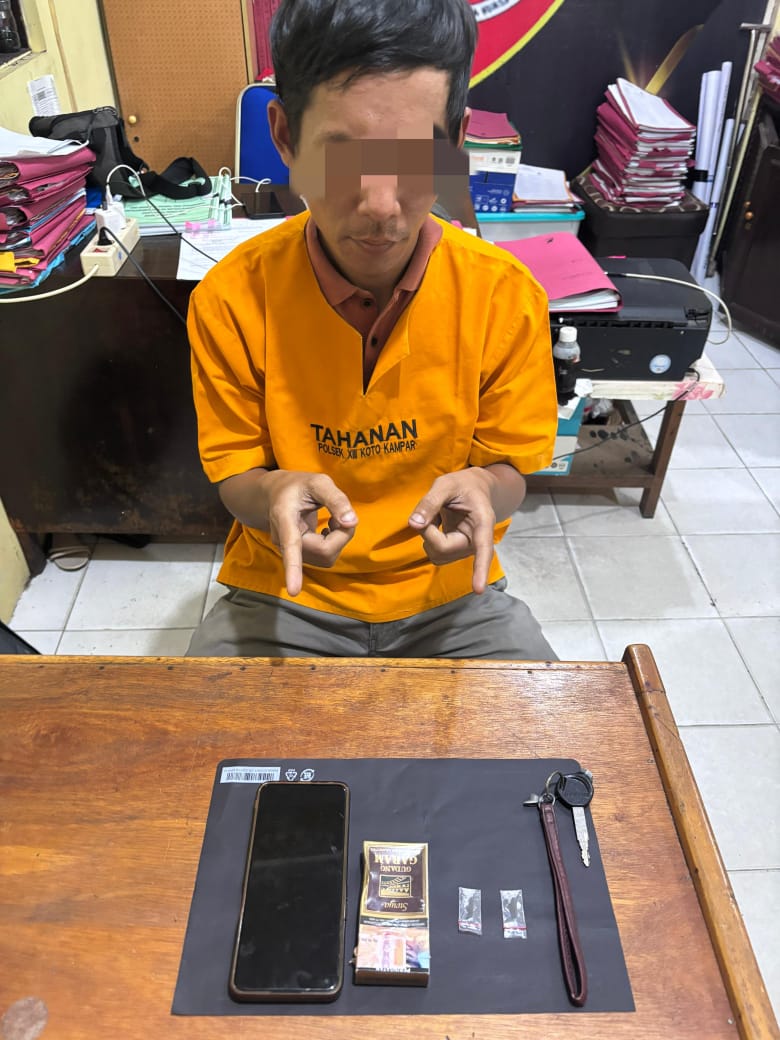 Polsek XIII Koto Kampar Tangkap Pelaku Narkoba di Desa Tanjung Alai