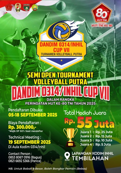 Daftar Segera! Dandim 0314/Inhil Cup VII Siap Digelar, Hadiah Puluhan Juta Rupiah Menanti