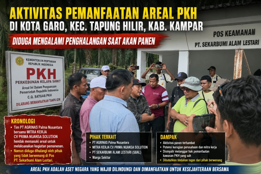 Diduga Halangi Tim PT AGRINAS PALMA NUSANTARA dan MITRA Masuk Areal PKH, PT SBAL Diminta Jelaskan Dasar Penguasaan Lahan