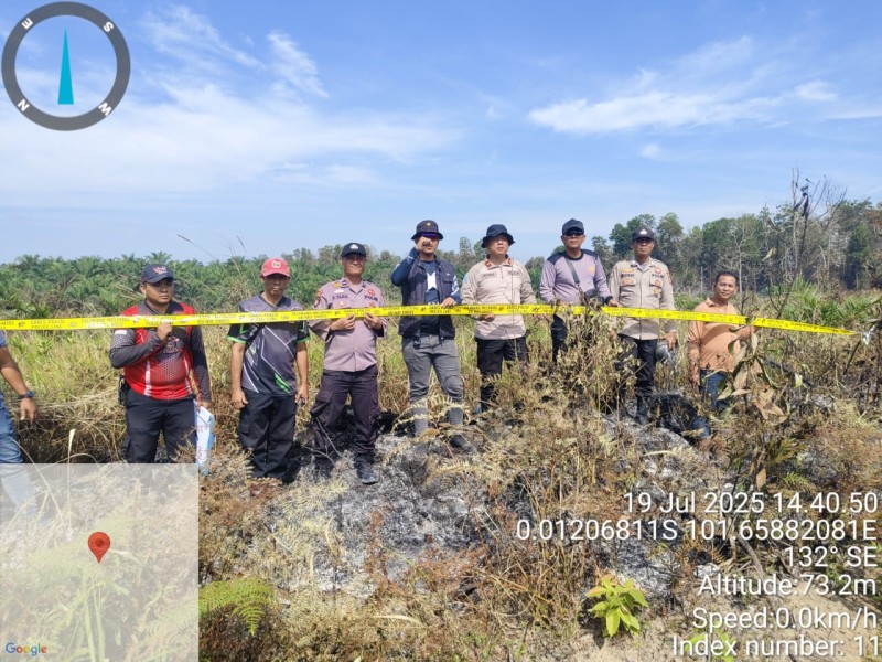 Sigap Cegah Karhutla, Polres Pelalawan Cek  Hotspot Di Langgam  : Api Padam Wilayah Aman Terkendali