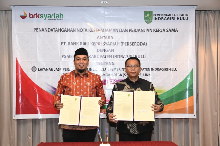 BRK Syariah dan Pemkab Inhu Teken MoU, Sinergi Perkuat Pengelolaan Keuangan Daerah Berbasis Digital