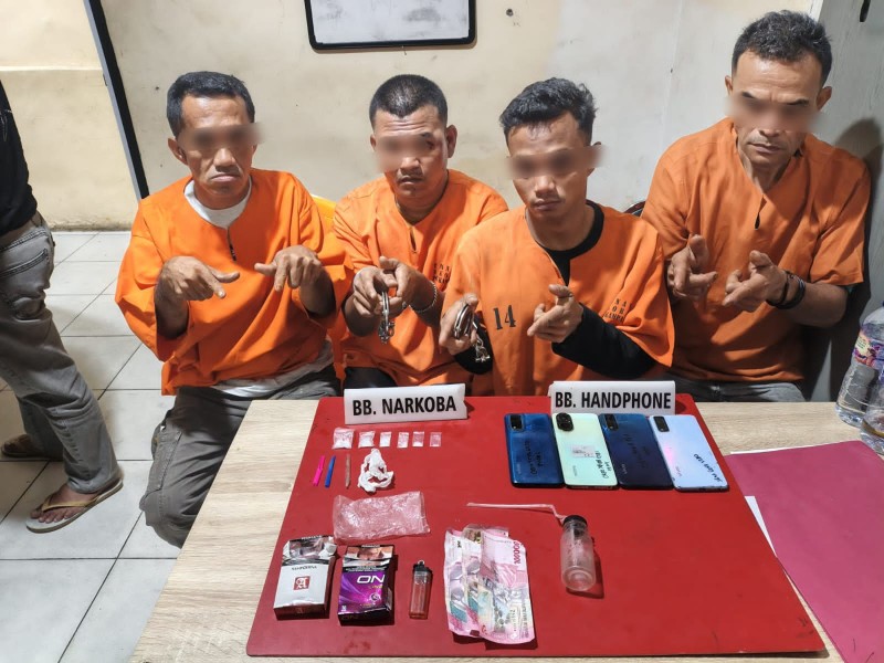 Satresnarkoba Polres Kampar Tangkap Empat Pelaku Narkoba di Kuok!