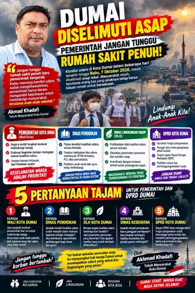 Dumai Diselimuti Asap, Pemerintah Diminta Jangan Tunggu Rumah Sakit Penuh