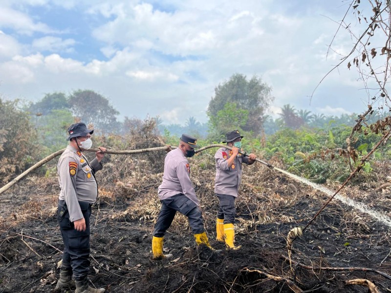 Kapolres Pelalawan Pimpin Langsung Pemadaman Karhutla