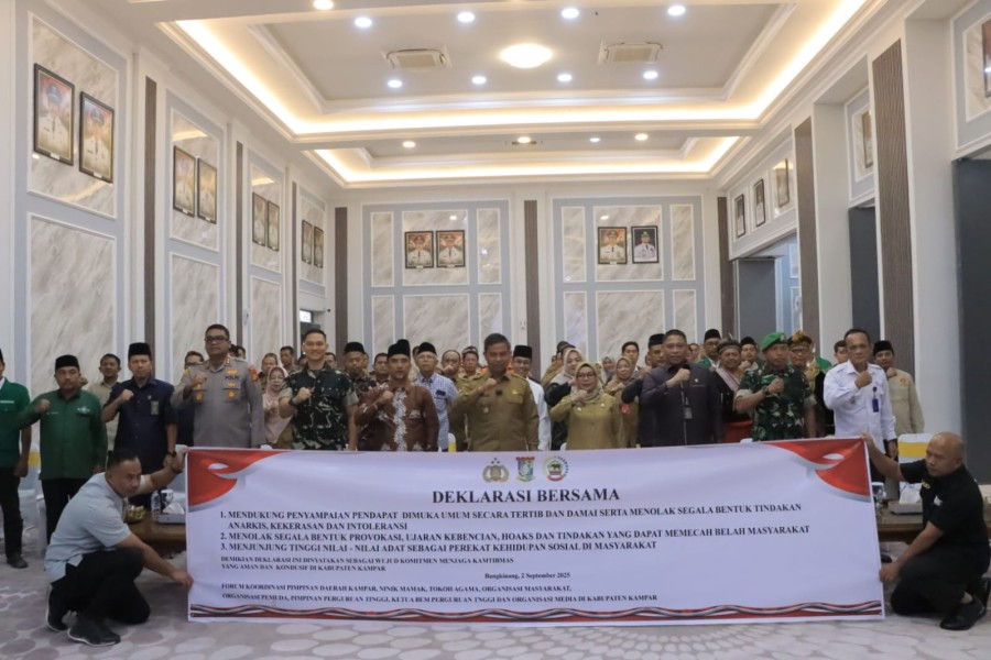 Kampar Damai, Aspirasi Tersampaikan! Forkopimda, Tokoh Masyarakat, dan Mahasiswa Bersatu Deklarasikan Penyampaian Pendapat yang Tertib dan Damai!