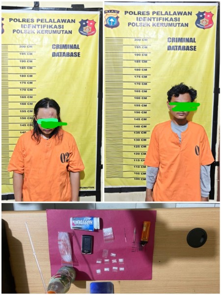 Polsek Kerumutan Grebek Rumah di Desa Beringin Makmur, Dua Pemuda Diciduk dengan 10 Paket Shabu