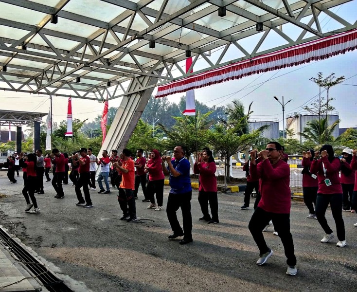 Perkuat Sinergi dan Budaya Hidup Sehat, Pelindo Dumai Gelar Senam Bersama